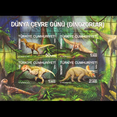 Türkei 2012, Block 88, Internationaler Tag der Umwelt - Prähistorische Tiere (I)