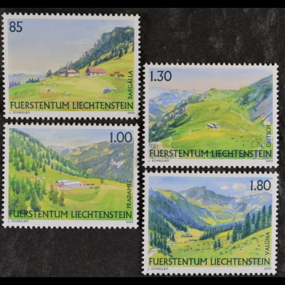Liechtenstein 2005, Mi.Nr. 1383-86, Weidealpen: Pradamee, Gritsch, Valüna