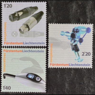 Liechtenstein 2008, Mi.Nr. 1498-00, 3 Werte, u.a. Neutrik-XLR-Kabelstecker NC3MX