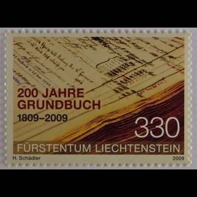 Liechtenstein 2009, Mi.Nr. 1512, 200 Jahre Grundbuch, Abb.: Grundbucheinträge