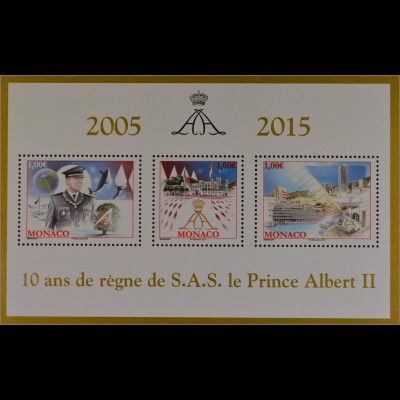 Monako Monaco 2015 Block 115 10 Jahre Regentschaft Prince Albert