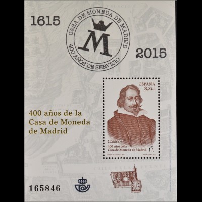 Spanien Spain España 2015, Block 267, 400. Jahre Nationaldruckerei Madrid
