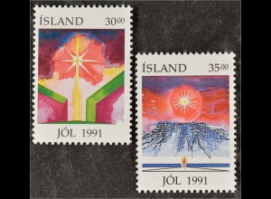 Gemälde von Eirikur Smith Brennende Kerze Leuchtender Stern Briefmarken Island