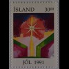 Gemälde von Eirikur Smith Brennende Kerze Leuchtender Stern Briefmarken Island