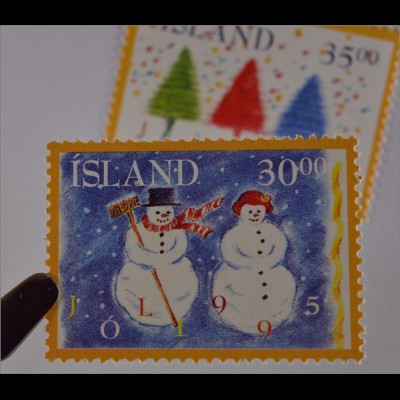 Schneemann und Schneefrau Weihnachten Jól 1995 Briefmarken