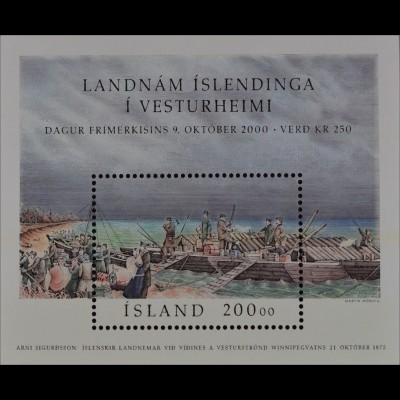 Island 2000 Block 27 Tag der Briefmarke Gründung isländische Siedlung Vesturheim