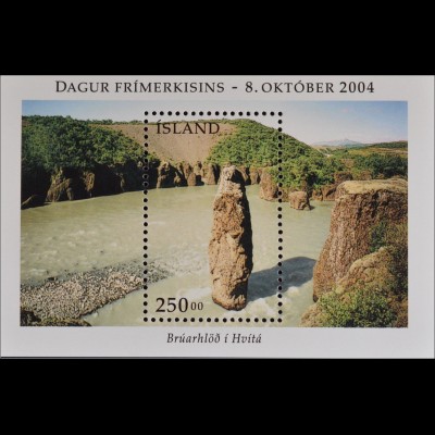 Island 2004 Block 36 Tag der Briefmarke Tuffsteinformationen Brúarhlöd Hvitá