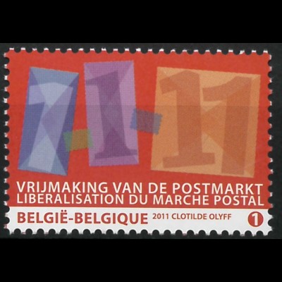 Belgien 2011 Michel Nr. 4135 Liberalisierung des Postmarktes Datum 1.1.11