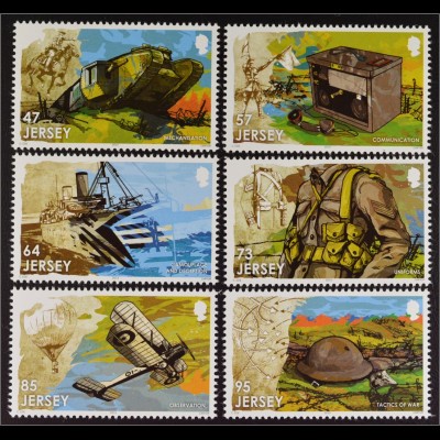 Jersey 2015, Michel Nr. 1949-54, 100 J. 1. Weltkrieg II., Panzer, Reiter, Soldat